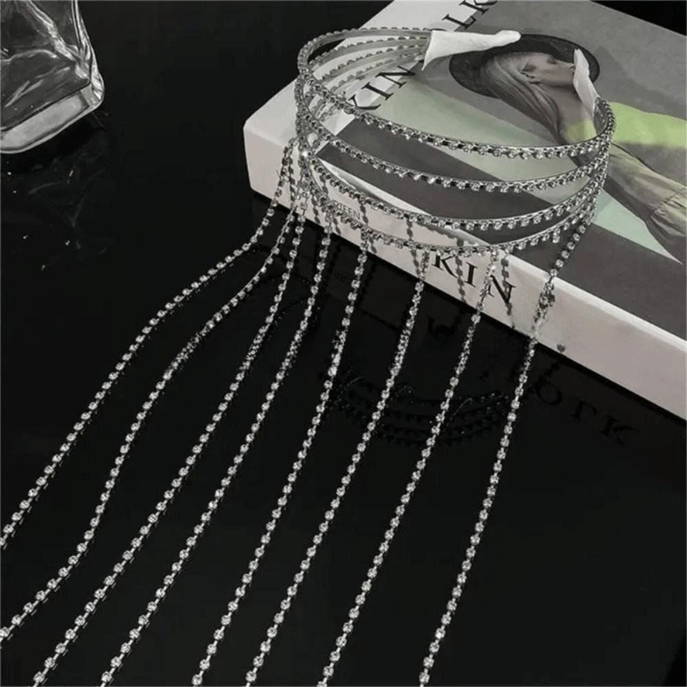 Reflection Rhinestones Tassel Headband Luxury Shiny Hair Accessories Girls Headwear  Women