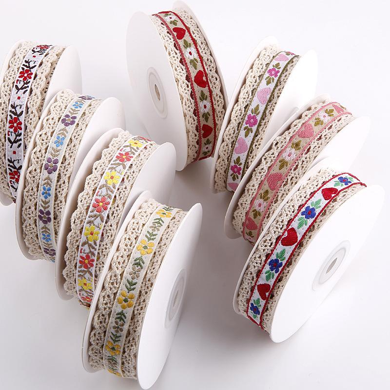 10 Yards 25mm Blumenherz Besticktes Spitzenband mit Wellenkante für Kleidung Nähen DIY Haarschleifen Hut Dekoration Bastelzubehör