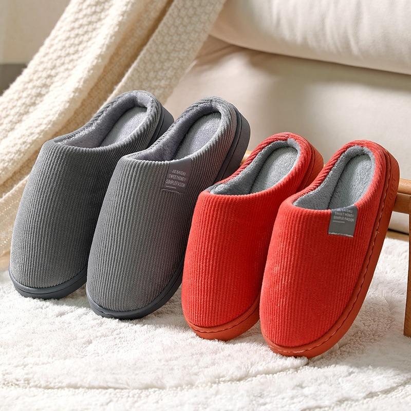 Cotton slippers women autumn and winter couples home use indoor confinement warm non-slip plush home cotton slippers men