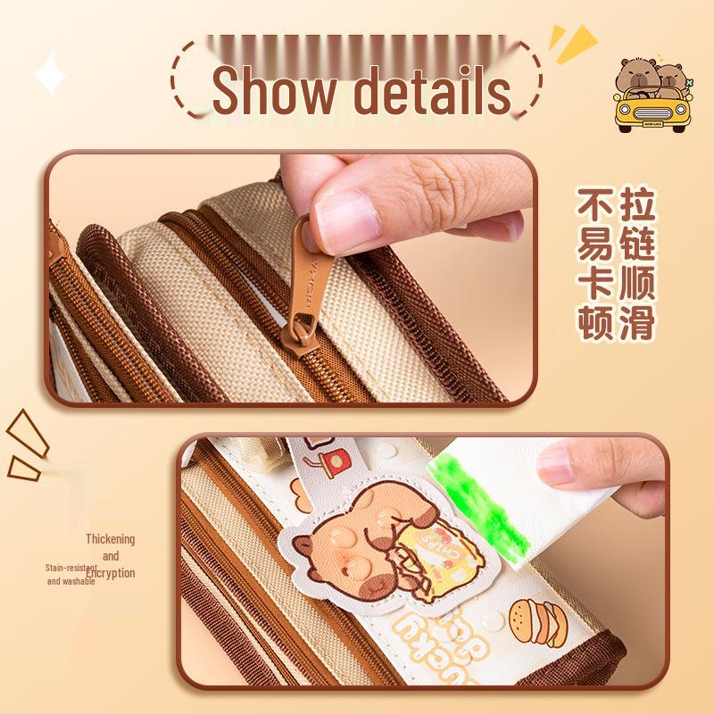 Capybara Large Capacity Korean Style Pencil Case for Middle School Girls – Simple & Stylish Stationery Box