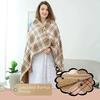 Fleece Wearable Blanket Warm Poncho Throw with Buttons Plush Sleeveless Blanket for Women Cape Wrap for Lightweight Plaid Design