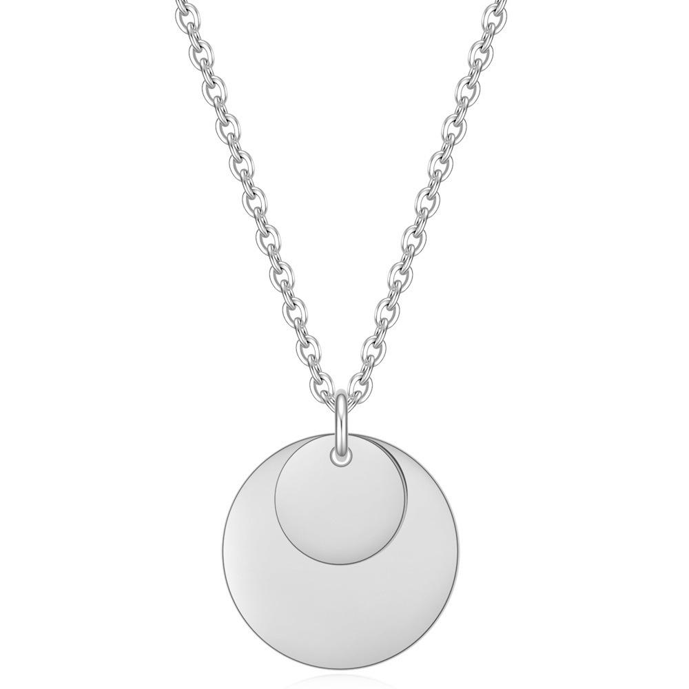 European 18K Gold Round Pendant Necklace - 18MM/10MM Stainless Steel Clavicle Chain for Women стальной