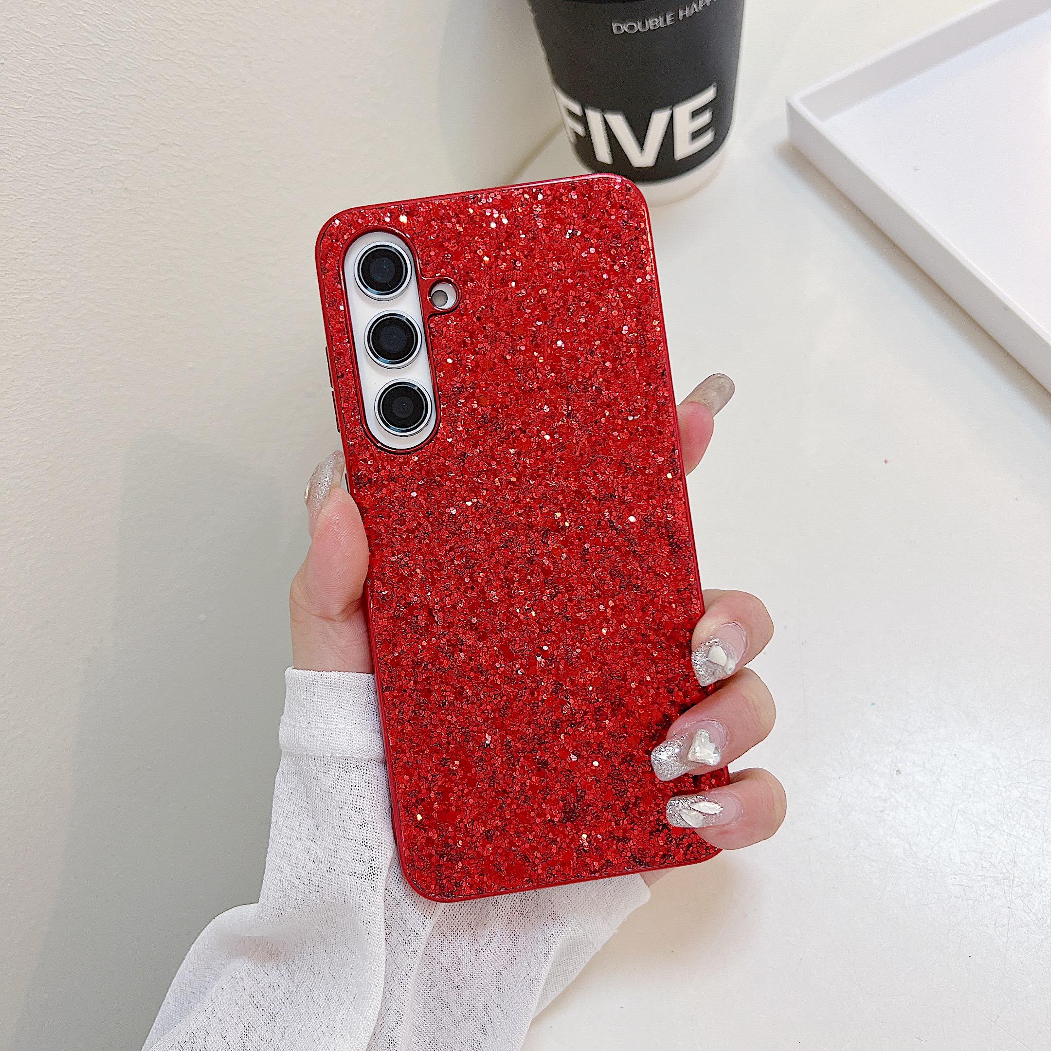 

For Samsung Galaxy S24 FE Case TPU+PC Sparkling Glitter Phone Back Cover Gold