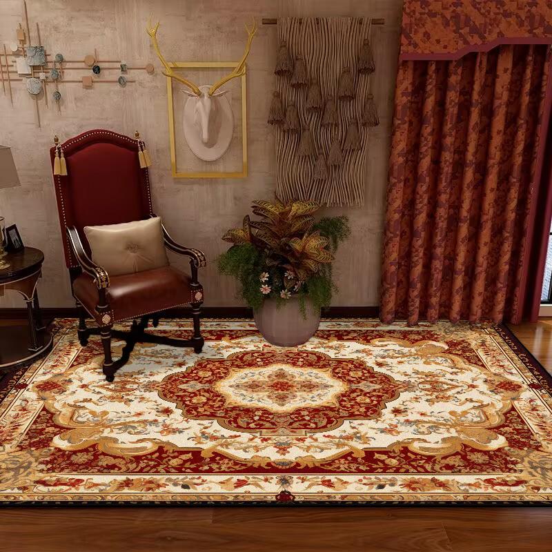 Persian Retro Large Living Room Carpet Decoration Home Ethnic Style American Bedroom Rug Cloakroom Lounge Soft Mat Washable