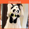 Police Panda Plush Backpack With Cartoon Pattern Adjustable Shoulder Straps Bag