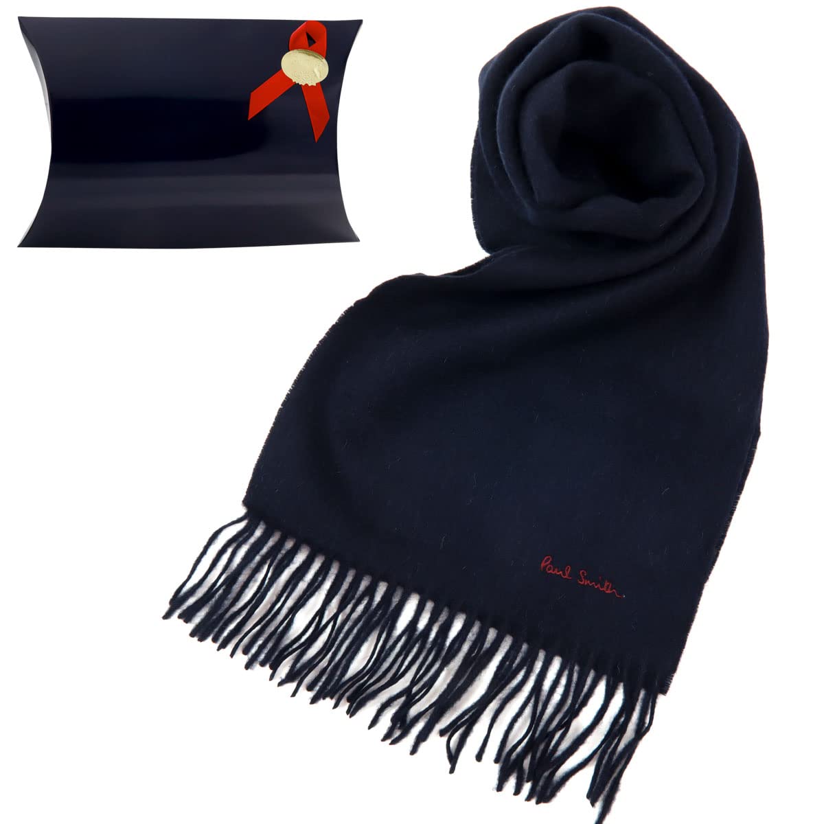 [Paul Smith] Scarf for Men and Women, Plain, Unisex, Logo, Thin, Brand, Gift Wrapping, M1A 933D A S04, Christmas, 47/Navy, No Personalization