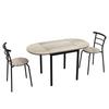 3-Piece Dining Set with 2 Chairs and 1 Oval Table In MDF and Steel for Limited Spaces