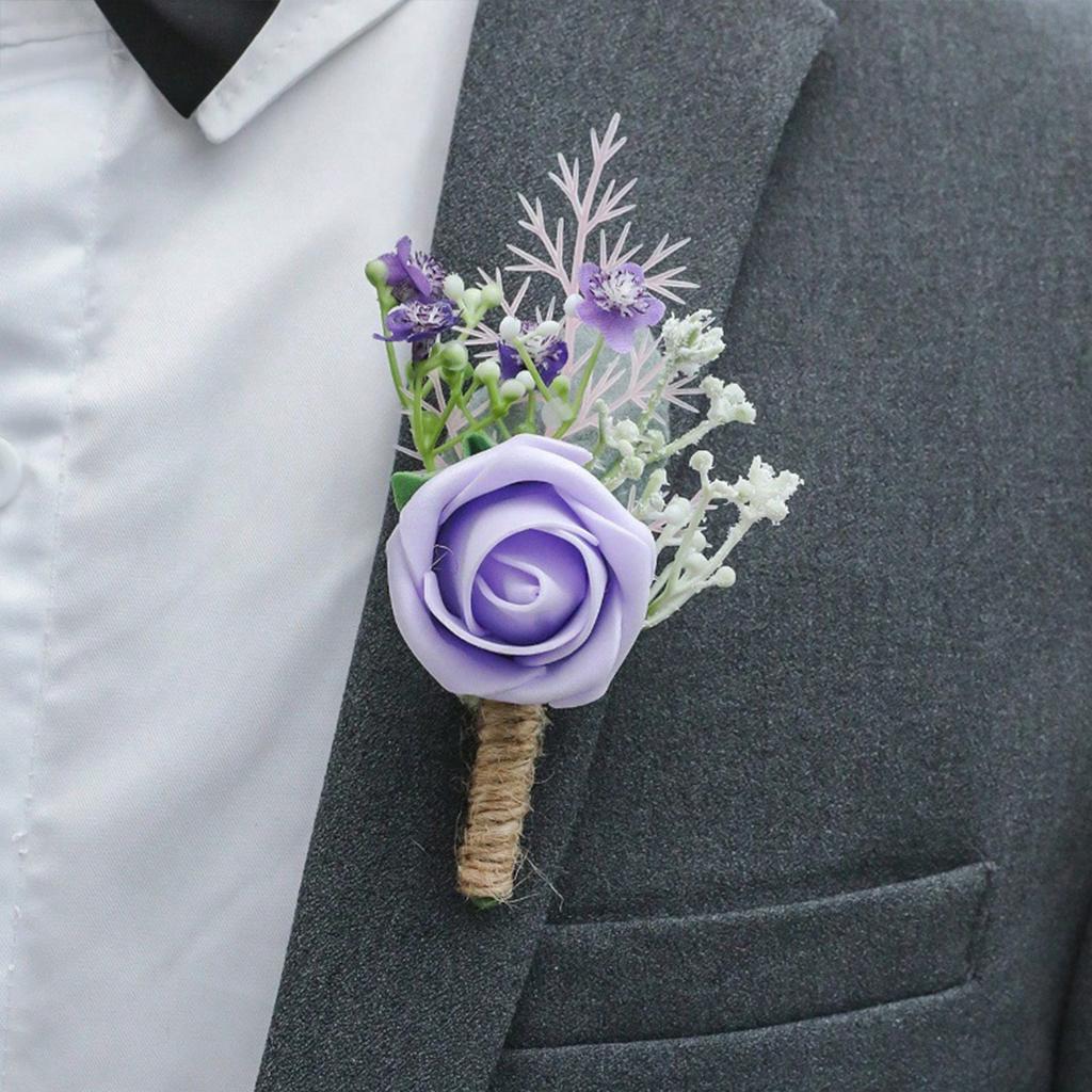 Woodland Rose Boutonnieres for Groom and Groomsmen Wedding Decoration Prom Party