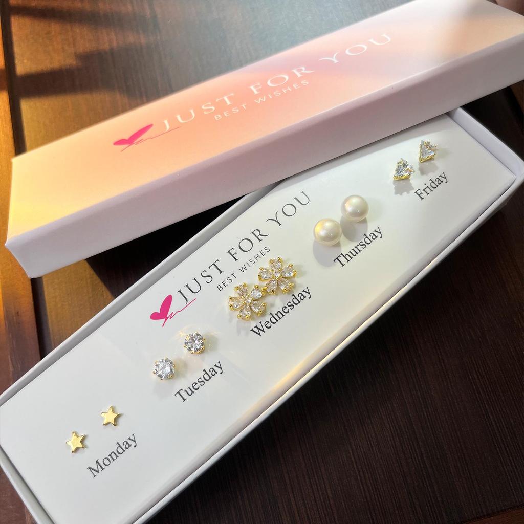 2025 Simple Bow, Star, Moon & Butterfly Stud Earrings Set with Gift Box