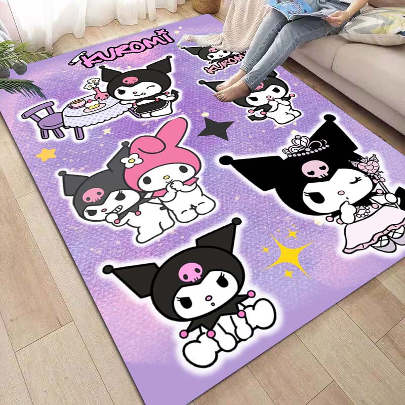 3D printed Kuromi cartoon rug, suitable for living room, bedroom, kitchen, doorway, children's non-slip floor mat, birthday gift