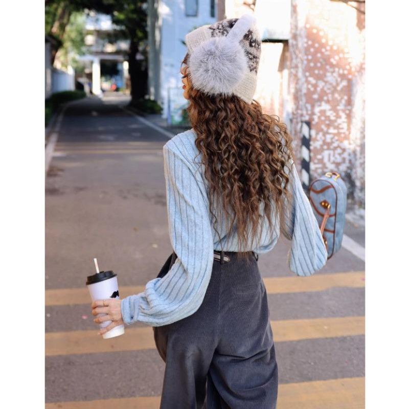 Knitted Shirt Women's New Spring and Autumn Casual Loose Long-sleeved Top