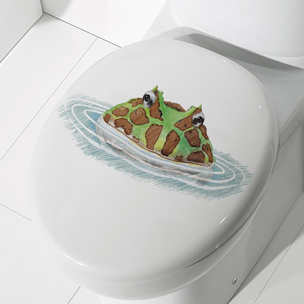 Goofy Frog Toilet Stickers, Creative Waterproof Removable Self-Adhesive for Bathroom Home Decor