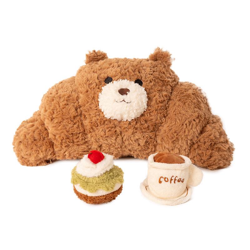 Cartoon Bear Croissant Croissant Pillow Plush Toy Bread Doll Home Sofa Pillow Cushion Girls Gift