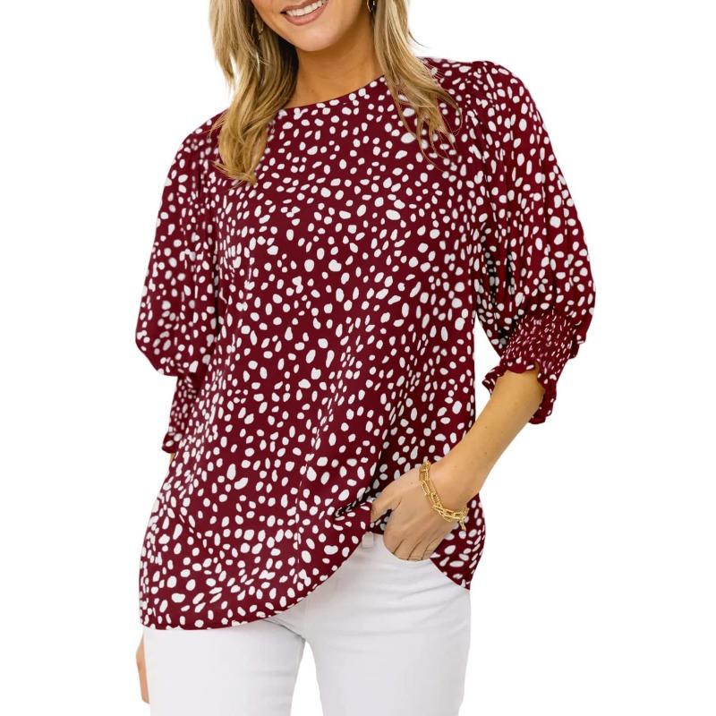 Women's New Summer Loose Printed Short-sleeved Round Neck Chiffon Shirt for Women
