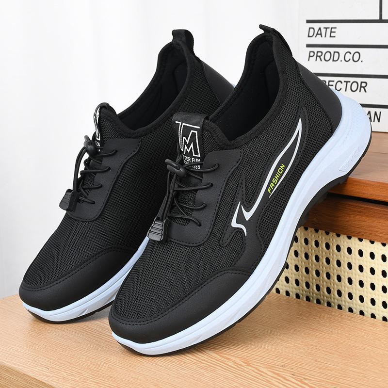 Stepping shoes men's 2024 spring new men's casual single shoes soft sole breathable middle-aged and elderly dad shoes