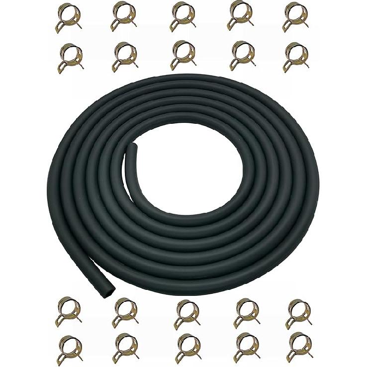 YAMAKATO 10 Feet 1/4 Inch ID Fuel Line Hose For Kawasaki Kohler Briggs & Stratton Small Gas Diesel Powersports Engines And Generators W/ 20 Clamp
