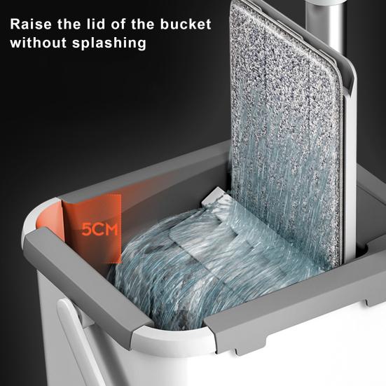 Flat Squeeze Mop Bucket Set with Long Handle 360-Degree Rotation Dry Wet Use Tile Floor Cleaning Mop with Wringer Kit
