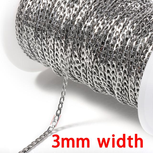 2 meters Stainless Steel Rolo Bulk Chains Cable Link Chain for Neckalce Bracelet Jewelry Making DIY Accessories Wholesale