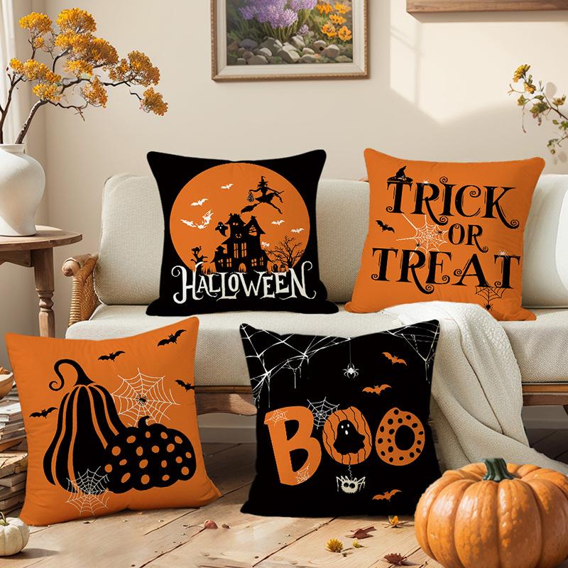 Halloween Pillow Cover Linen Printed Home Sofa Cushion Cover Living Room Bedroom Decoration Pillow Cover