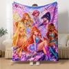 Custom Name Winx Club Theme Printed Blanket Perfect For Couch Bed Travel Outdoor Use Machine Washable Cozy Durable