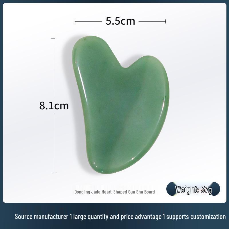 Jade Roller & Heart Plate Set - Dongling Jade Face Massager for Skin Care