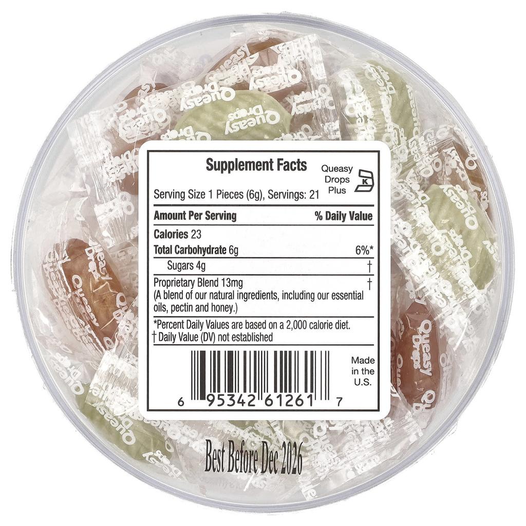 Queasy Drops® Plus, Assorted Honey, 21 Count