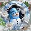 Christmas Wooden Sign with Snowman Pattern - Navidad Round Sign for Front Door, Yard, Wall Hanging Decor - Ideal Christmas Decoration