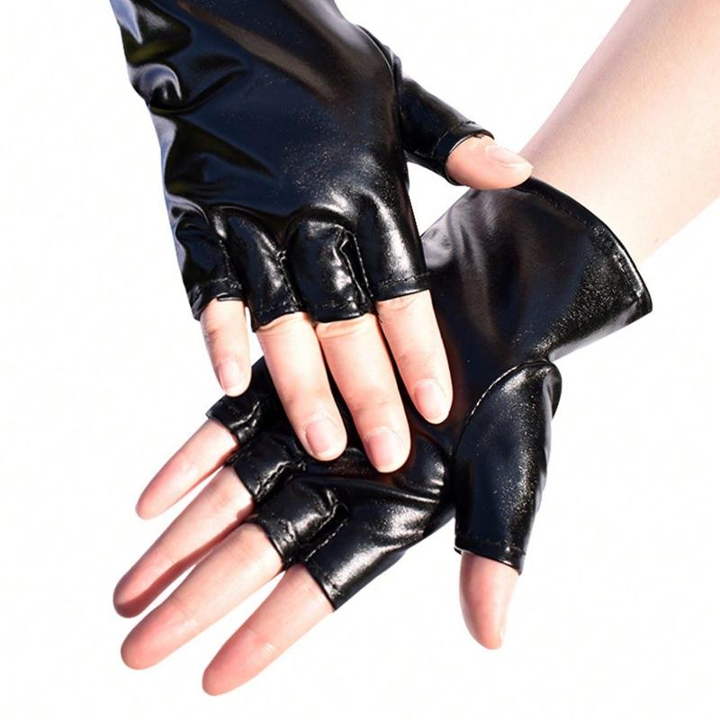 1 Pair Leather Fingerless Casual Sports Style Gloves, Fashion Street Dance For Men