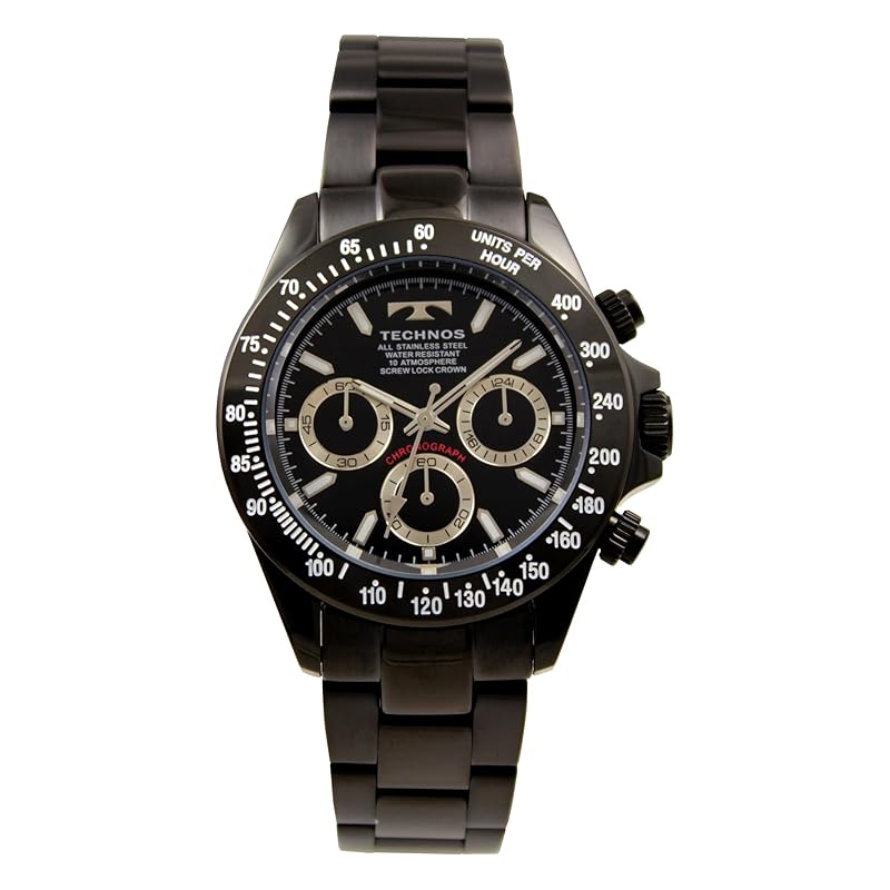 

[Technos] watch chronograph 10 ATM water resistant T4C01BB men s black