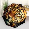 1pc Leopard Print Automatic Folding Umbrella - Compact 8-Rib Design, Durable Plastic & Iron, Lightweight for Outdoor Daily Use