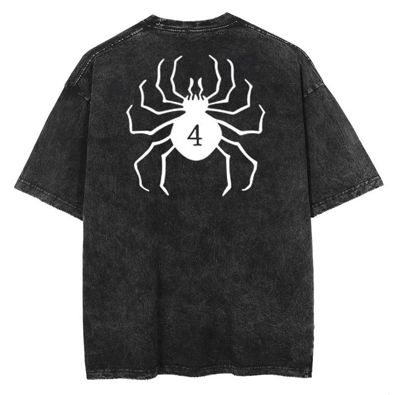 Harajuku Vintage Schwarzes Anime-Print Herren Streetwear T-Shirt