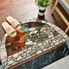 1Pcs Colorful Stone Pattern Semi Circle Welcome Doormat Non Slip for Outdoor Patio Porch Kitchen Bathroom Entryway Floor Mat