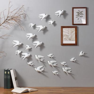 Decorazione Murale Adesivo 3D Uccelli Ceramica Rondini Statuette Animali Creativi Soggiorno Murales Decorativi Ornamenti per la Casa