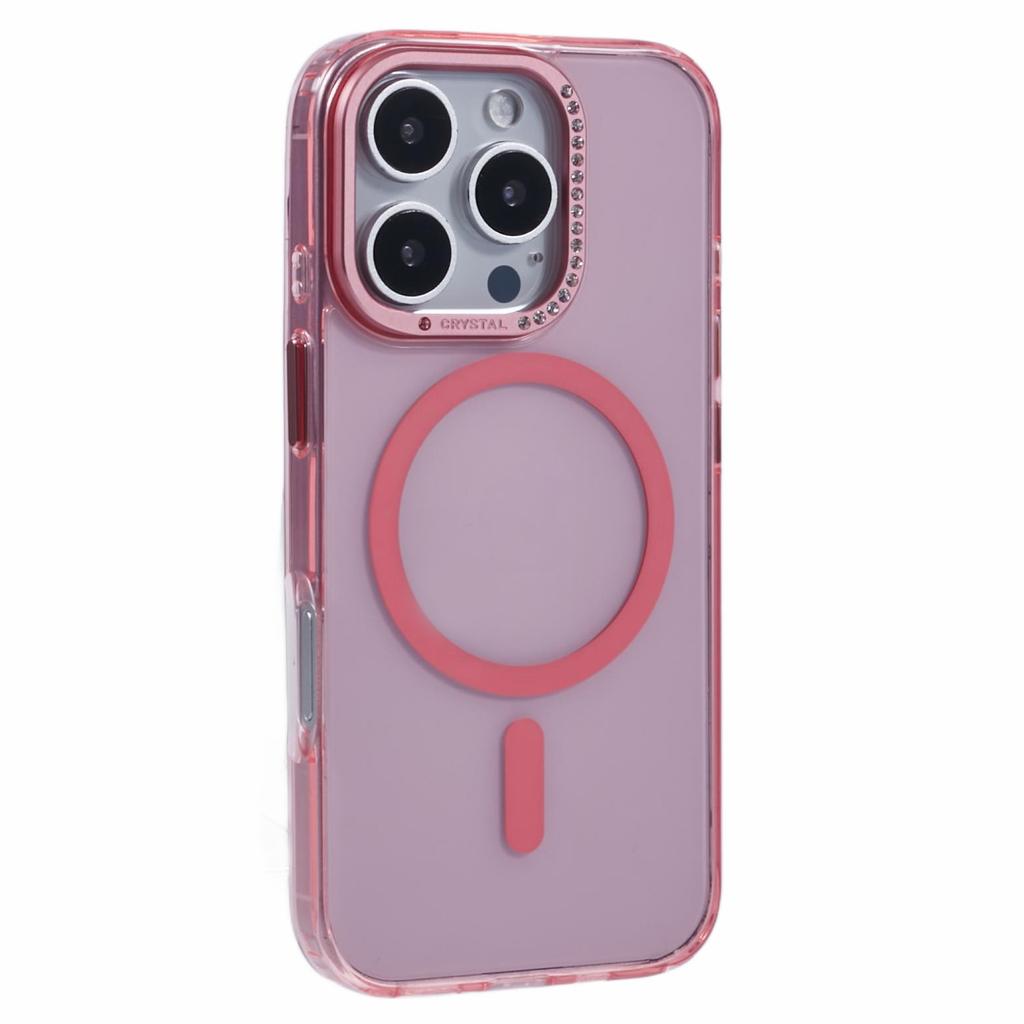 For iPhone 16 Pro Max Case Compatible with MagSafe TPU+PC Phone Back Cover Rhinestone Decor