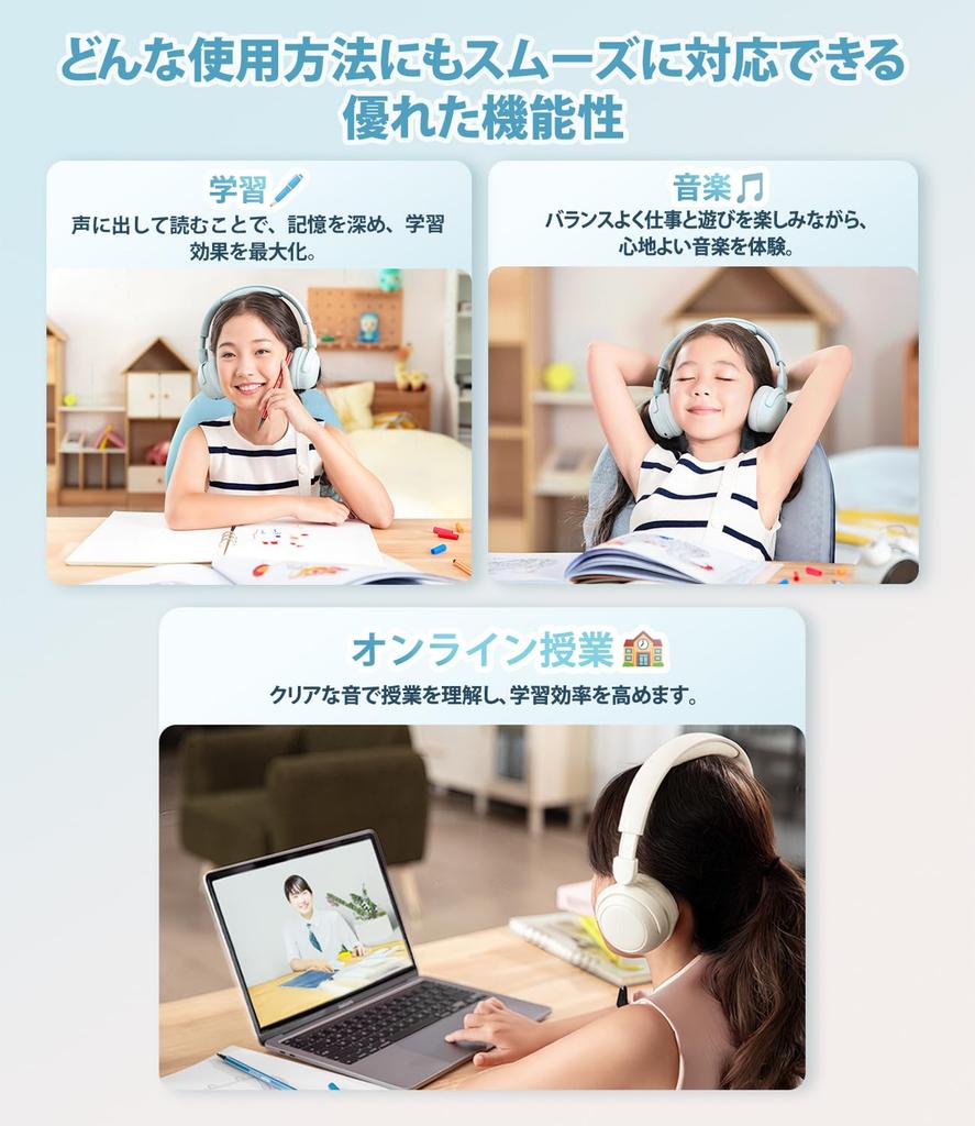 1MORE Kids Headphones SonoFlow Mini HQ20 Wireless Bluetooth volume monitoring DLC to 65 hours of insulation with both children and 5.3 [For