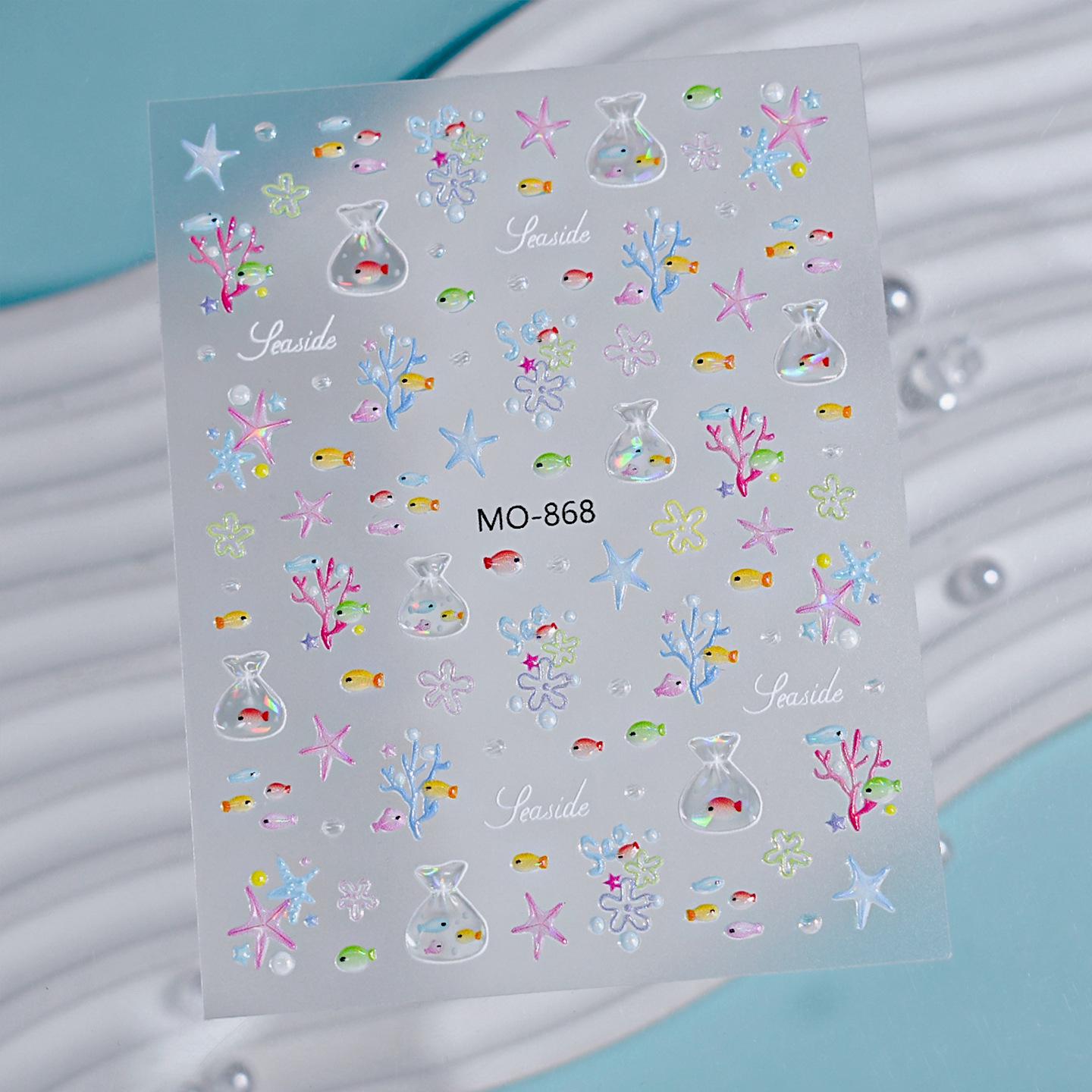Summer Dream 3D Ocean Nail Art Stickers - Starfish & Jellyfish Design