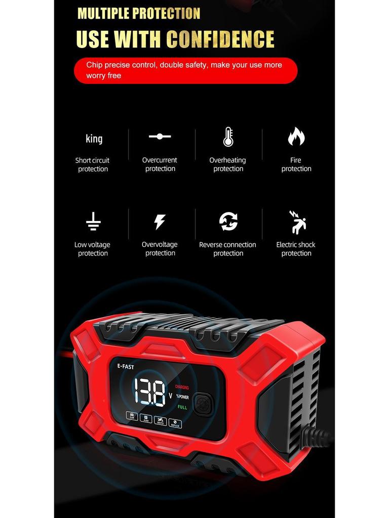 E-FAST 12V Car & Motorcycle Battery Charger and Repair Tool