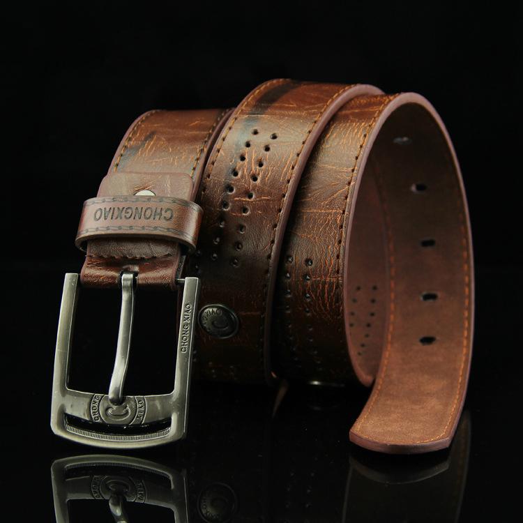 Brown Faux Leather Punk Fashion Belt with Alloy Pin Buckle and Rivet Strap