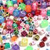100pcs/lot Big Hole Acrylic Alphabet Beads Colorful Square Loose Spaced Letter Beads For DIY Bracelet Earrings Jewelry Supplies