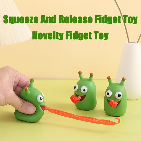 Fidget Toy Novelty Adorable Animal Design Stress-Relieving Sticking Tongue Out Worm Toy for Kids Adults
