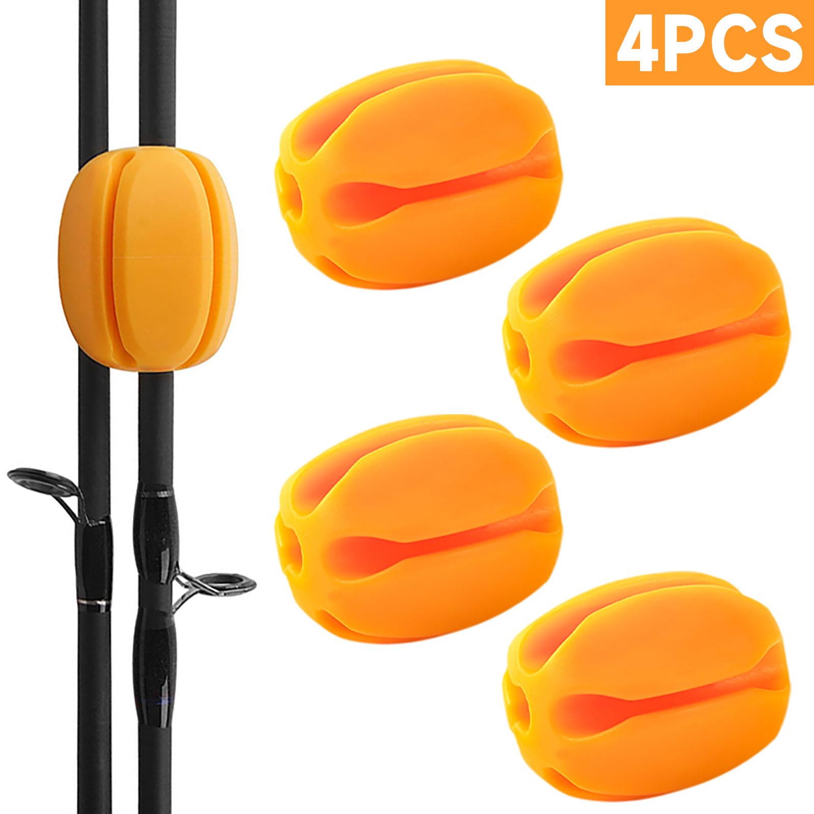 4pcs Silicone Fishing Rod Holder Straps Lightweight 5 Hole Fishing Tackle Ties Fly Fishing Accessories yellow #1
