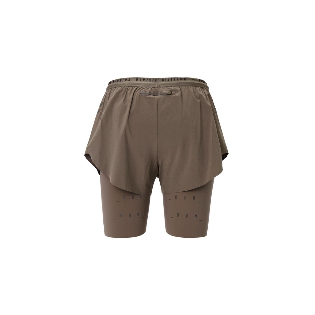 Nike Dri-Fit Quick-Dry Reflective Two-In-One Solid Color Running Fitness Shorts Women Shorts Cave-Stone DM7746-289