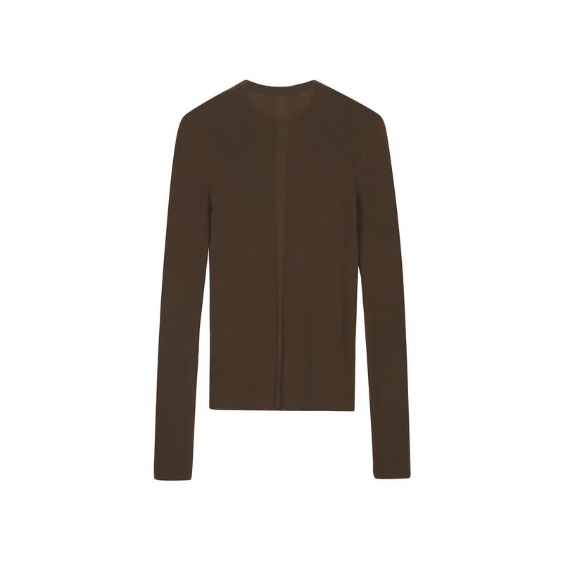 LESS Women's Lambswool Round Neck Pullover Sweater