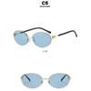Women's sunglasses, men's and women's fashion oval rimless trimmed sunglasses, metal sunglasses