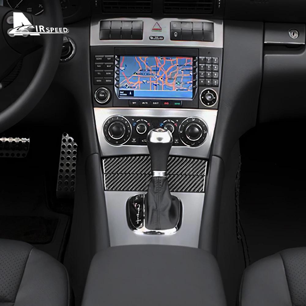 Real Soft Carbon Fiber Center Console Panel Trim Sticker For Mercedes Benz C Class W203 2005-2007 Car Interior Accessories