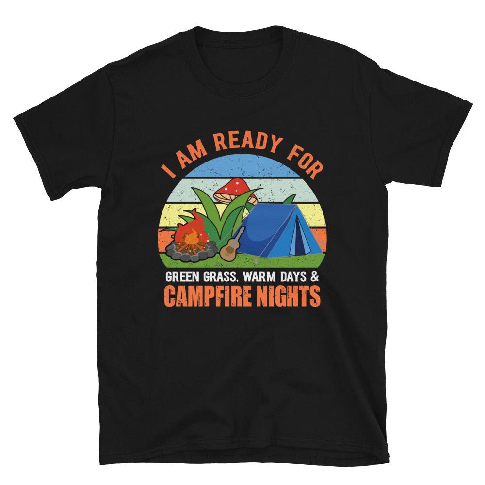 Campfire Nights Vintage Design Camping Novelty T-Shirt L