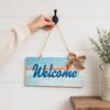 Yangyizhi Welcome Decorative Sign, Wooden Mediterranean Retro Style Wall Mounted Door Sign for Indoor Outdoor Use