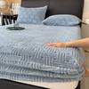 3PCS Bedding Set Soft Warm Plush Mattress Protector Cover Thick Milk Velvet Striped Fitted Sheet Fluffy Luxury Bed Cover