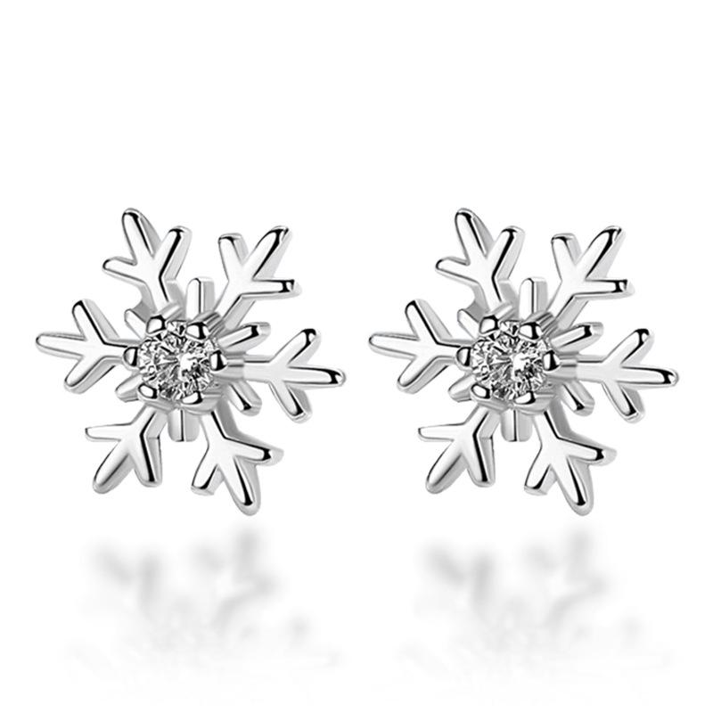 Elegant Zircon Snowflake Stud Earrings for Women - Fashionable Christmas-Themed Jewelry