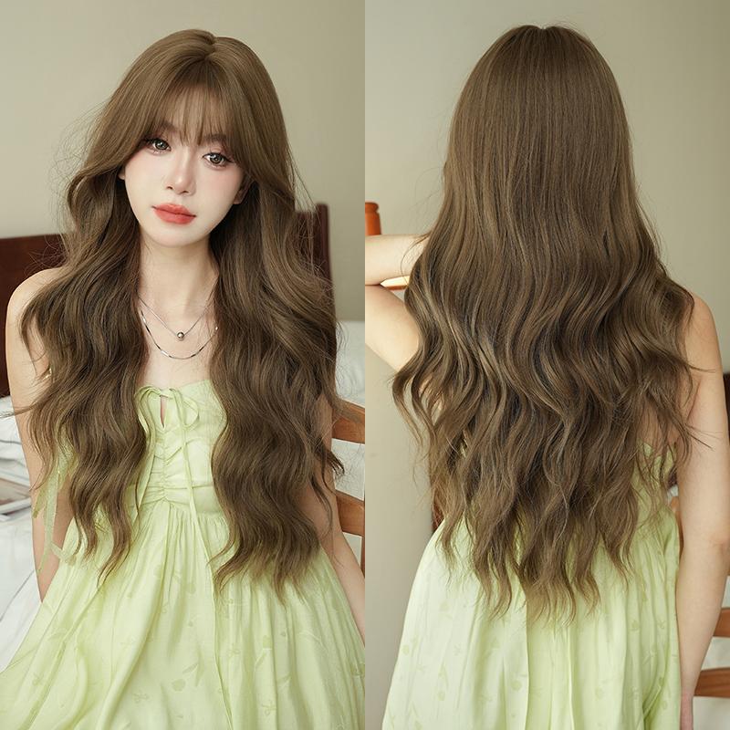 Professional  WIGS Long Body Wavy Sakura Pink Wig for Sweet Girl High Density Synthetic Loose Curly Hair Wig with Bangs Beginner Friendly